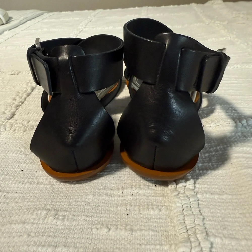 J.Crew Made in Italy Black Leather Strappy Sandals Size 7.5 - Picture 3 of 5